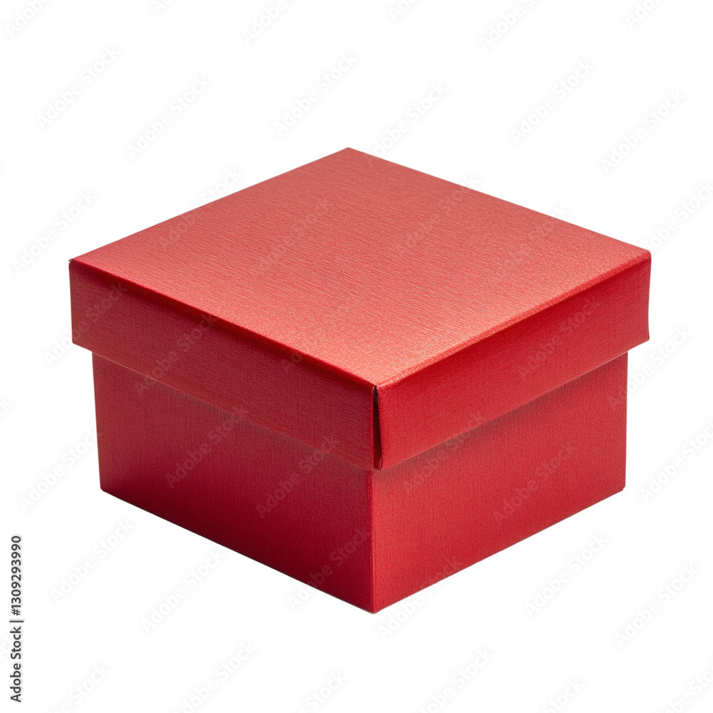 A square red gift box on transparent background A square red gift box on transparent background