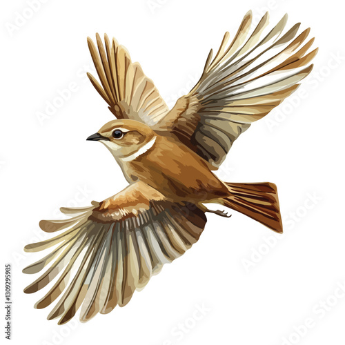 Beautiful Bird Flying Isolated Closeup Cutout