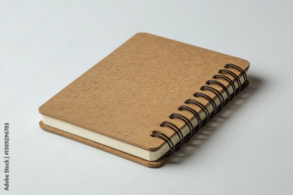 Kraft Paper Spiral Notebook Blank Pages Office Supplies Stationery Close up Kraft Paper Spiral Notebook Blank Pages Office Supplies Stationery Close up