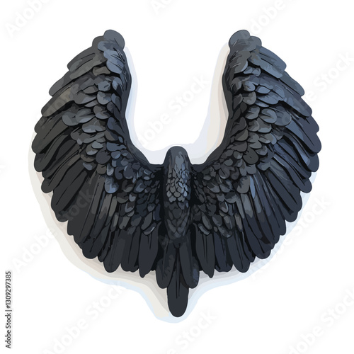 Elegant Black Angel Wings 3D Render Icon Isolated Cutout