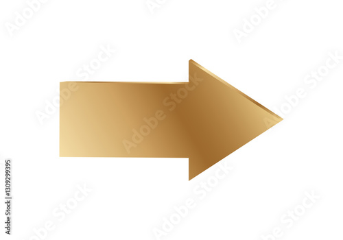 A shiny golden arrow pointing to the right, symbolizing direction and movement.