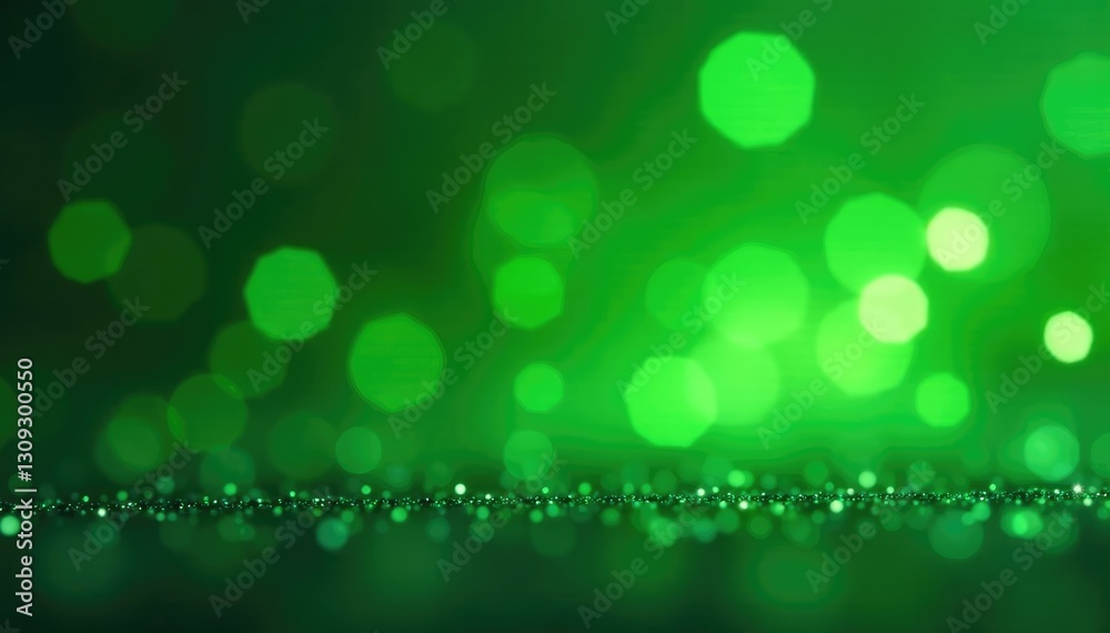Obraz premium defocused background with abstract bokeh shimmering green glitter lights and sparkles, shimmer, glowing, bokeh