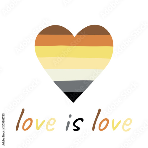 Colorful heart shape Bear brotherhood pride flag Happy pride day LGBTQIA community Pride Month Vector hand drawn doodle for posters, stickers, logo, cards