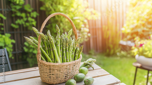 fresh asparagus in a basket