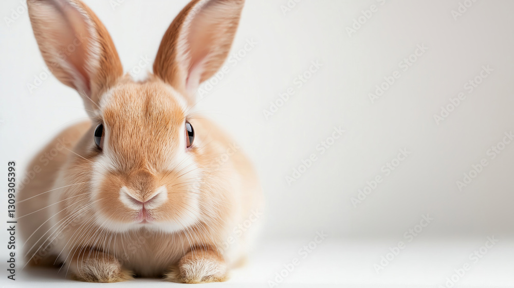 Obraz premium Lovely baby bunny relaxing on white background
