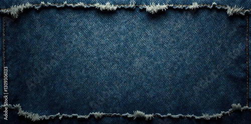 Distressed denim weave texture on black jeans background, gritty, ripped