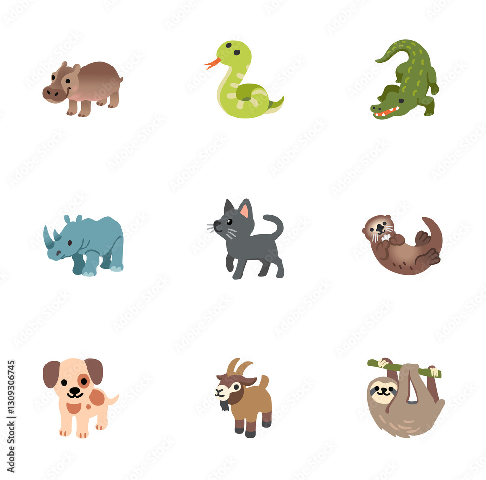 Fototapeta premium Pattern with animals isolated on white background 