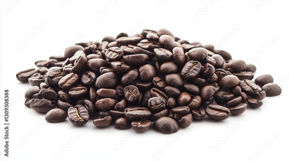 Naklejka premium Roasted coffee beans pile isolated background. AI generated