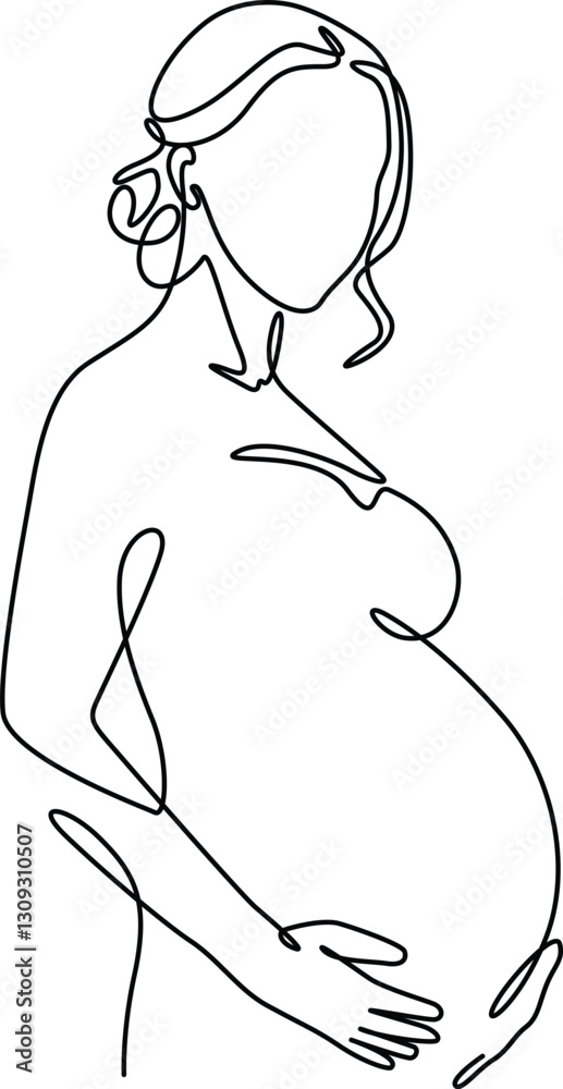 Pregnant woman elegance continuous line art drawing. Pregnant woman elegance continuous line art drawing.