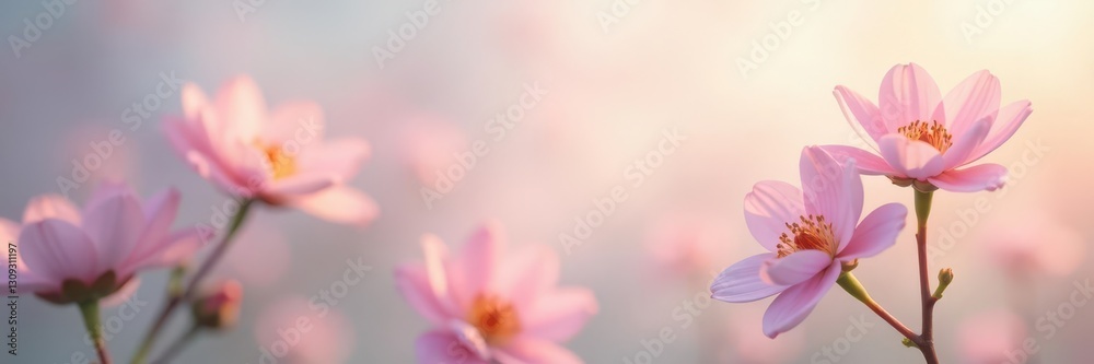 Blurred pastel floral banner, soft focus effect, soft focus, light colors, flower petals Blurred pastel floral banner, soft focus effect, soft focus, light colors, flower petals
