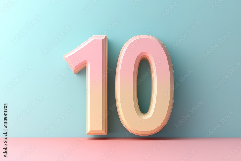 A three dimensional digital rendering depicts the number ten A three dimensional digital rendering depicts the number ten