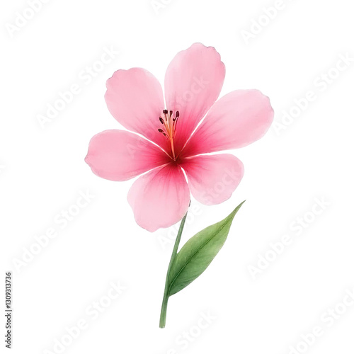 Delicate watercolor pink flower botanical art nature minimalist design on