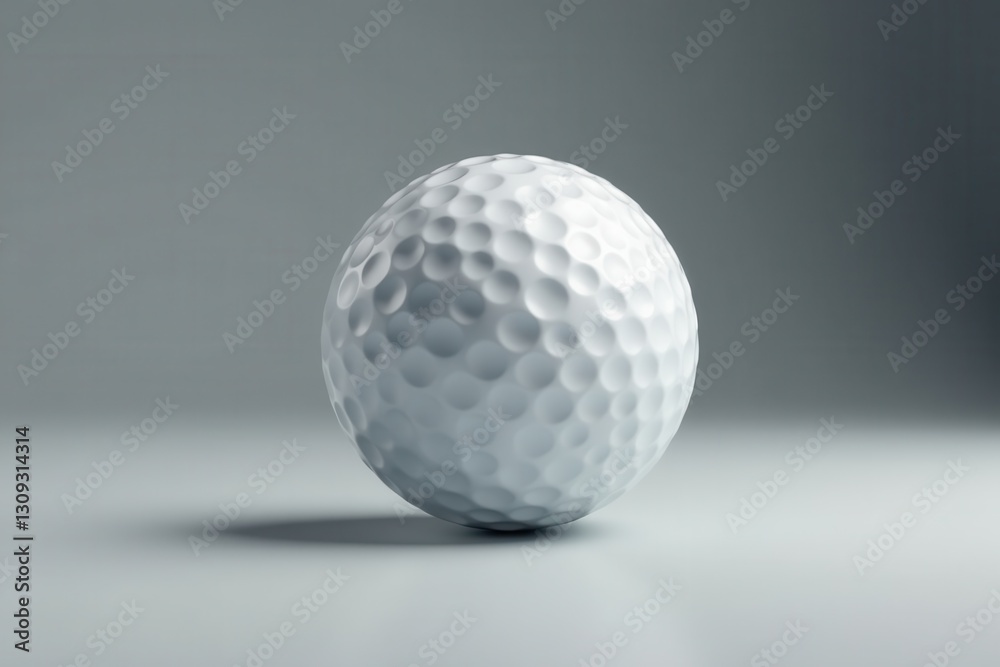 Single golf ball, soft gray backdrop, subtle shadow, soft light , isolated, sports, game Single golf ball, soft gray backdrop, subtle shadow, soft light , isolated, sports, game