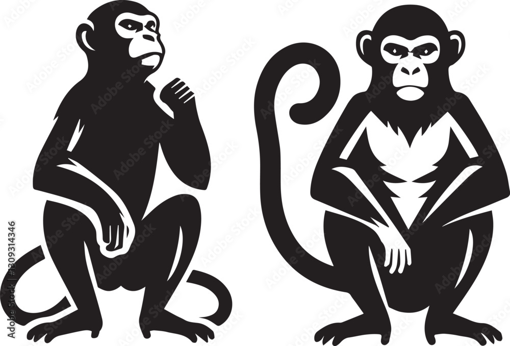 black monkey clip art vector, monkey silhouette vector, monkey vector illustration, monkey logo vector, monkey vector icon, monkey silhouette vector isolated on white background full body black monkey clip art vector, monkey silhouette vector, monkey vector illustration, monkey logo vector, monkey vector icon, monkey silhouette vector isolated on white background full body