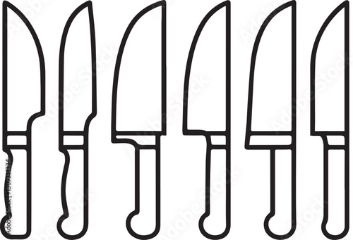 Different Chef's Knives Silhouette icon set
