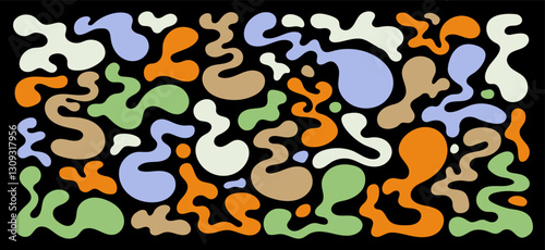 Flat liquid shape set. Colorful abstract fluid elements for modern graphic design. Vector set