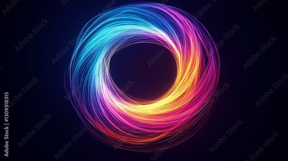 Vibrant swirling light patterns create a captivating circular design Vibrant swirling light patterns create a captivating circular design