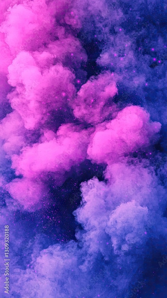 Fototapeta premium Pink and blue smoke swirls, dark background, abstract art, ideal for design