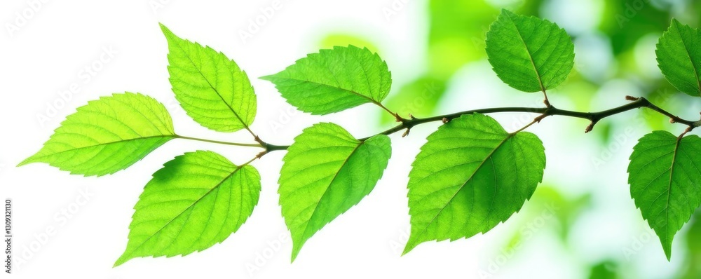 Leafy branches with intricate veins isolated on white background, foliage, leafy Leafy branches with intricate veins isolated on white background, foliage, leafy