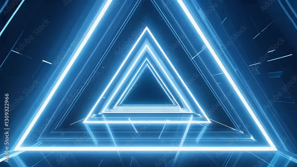 futuristic technology themed background featuring bright blue triangular lines forming seamless looping minimal motion design video animation 4K Ultra HD resolution