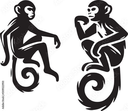 black monkey clip art vector, monkey silhouette vector, monkey vector illustration, monkey logo vector, monkey vector icon, monkey silhouette vector isolated on white background full body