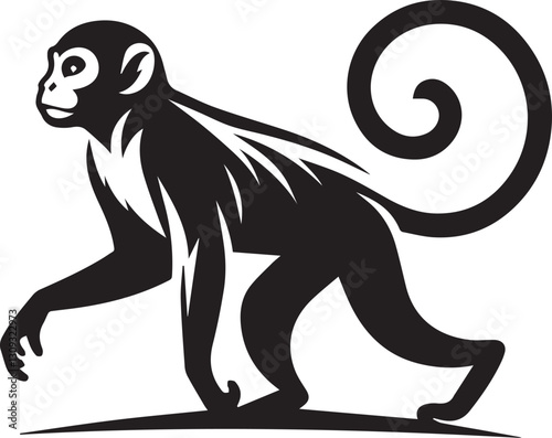 black monkey clip art vector, monkey silhouette vector, monkey vector illustration, monkey logo vector, monkey vector icon, monkey silhouette vector isolated on white background full body