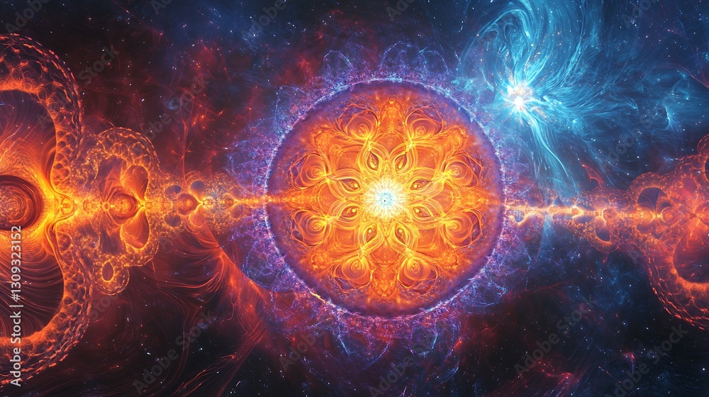 Abstract cosmic energy mandala, swirling nebula Abstract cosmic energy mandala, swirling nebula