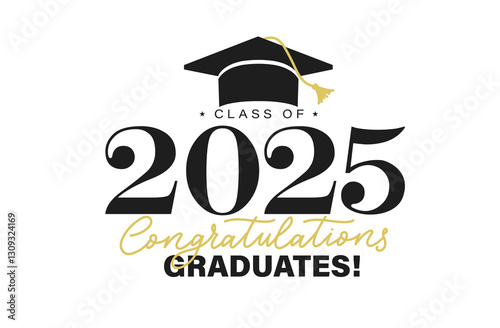 Class of 2025 vector illustration. Festive celebration design for graduation events and announcements. Congratulations graduates design template for social media posts to honor graduates.