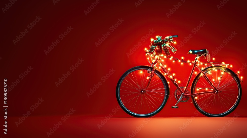 Fototapeta premium Red Bicycle with Christmas Theme