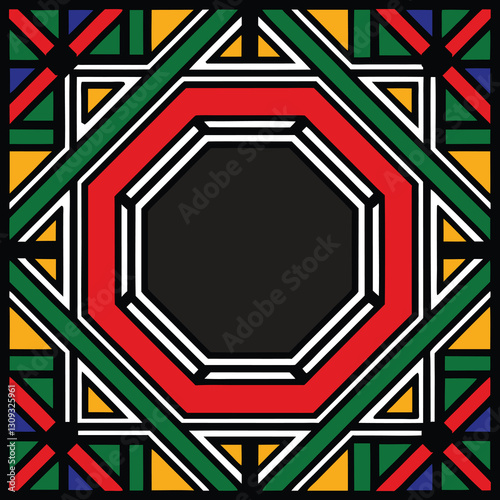 Ndebele Art: South African Geometric Pattern : Ndebele South African flag