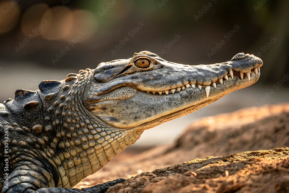 Fototapeta premium A Powerful Crocodile Portrait Capturing Its Fearsome Expression
