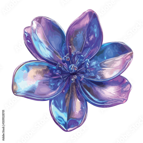 Vibrant Blue Purple Flower Fluid Holographic Iridescent Background