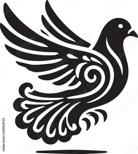 black dove bird clip art vector, dove bird silhouette vector, dove bird vector illustration, dove bird logo vector, dove bird vector icon, dove bird silhouette vector isolated on white background full