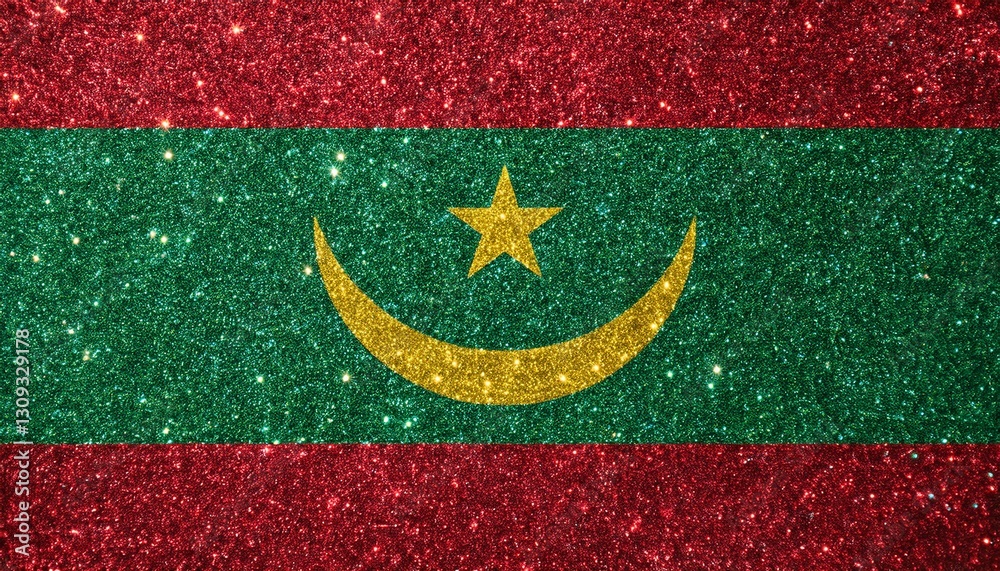 Fototapeta premium キラキラしているモーリタニアの国旗(glitter Mauritania flag)