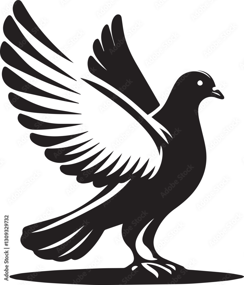 Fototapeta premium black dove bird clip art vector, dove bird silhouette vector, dove bird vector illustration, dove bird logo vector, dove bird vector icon, dove bird silhouette vector isolated on white background full