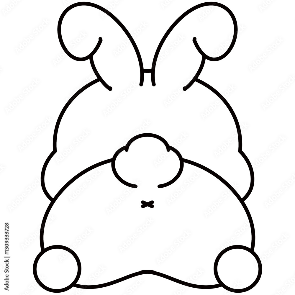 Obraz premium Outline Easter bunny and decoration for Easter