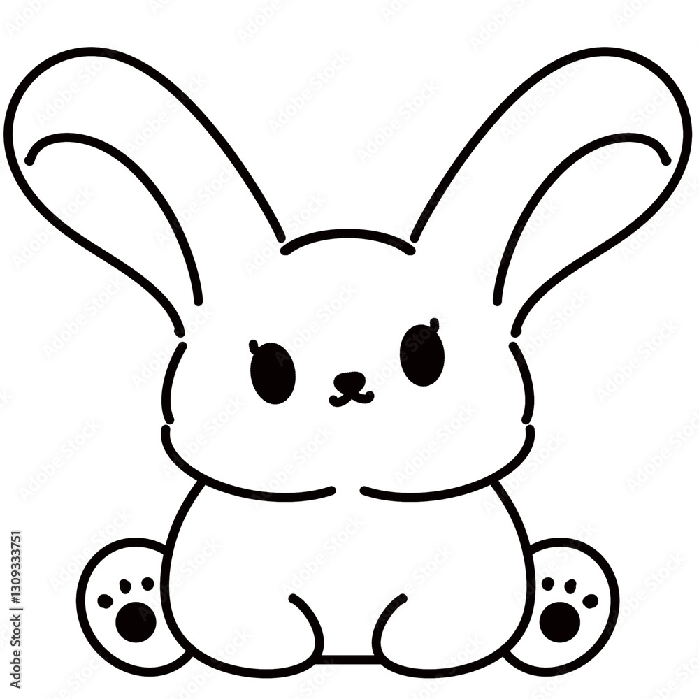 Fototapeta premium Outline Easter bunny and decoration for Easter 