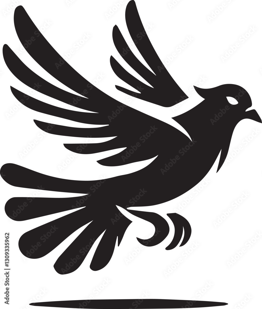 Fototapeta premium black dove bird clip art vector, dove bird silhouette vector, dove bird vector illustration, dove bird logo vector, dove bird vector icon, dove bird silhouette vector isolated on white background full