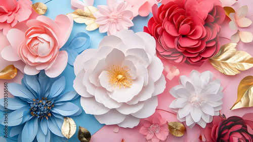 Wallpaper Mural A beautiful floral arrangement with various flowers in pink, white, and red colors
 Torontodigital.ca