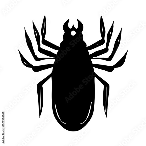 Dust mite black on a white background. Vector illustration.