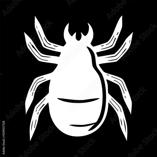 Dust Mite  black and white icon. Vector illustration of a dangerous insect.