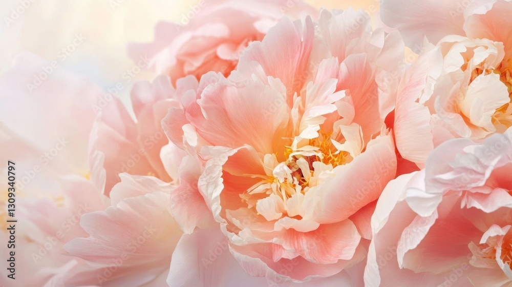 Obraz premium Soft pink peonies blooming beautifully.