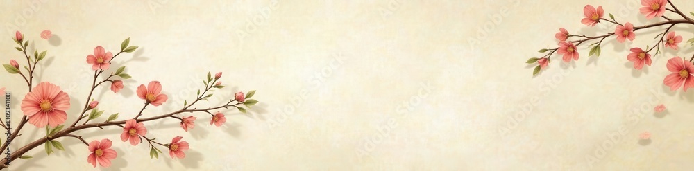 Subtle beige floral vine pattern on textured background, wall, texture Subtle beige floral vine pattern on textured background, wall, texture