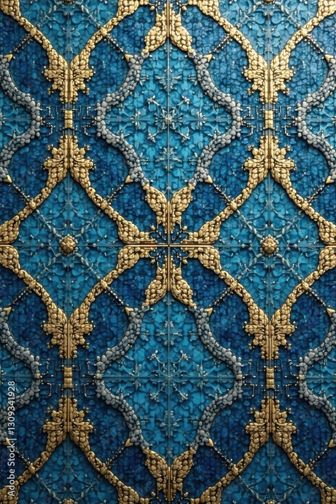 Subtle blue & gold geometric tilework Elegant repeating pattern, subtle textures , vector, gold Subtle blue & gold geometric tilework Elegant repeating pattern, subtle textures , vector, gold
