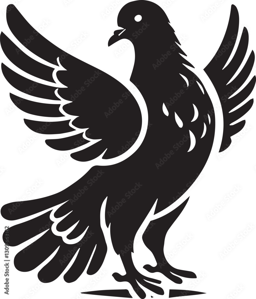 Fototapeta premium black dove bird clip art vector, dove bird silhouette vector, dove bird vector illustration, dove bird logo vector, dove bird vector icon, dove bird silhouette vector isolated on white background full