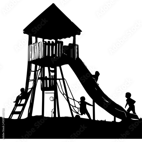 Editable Playground Silhouette for Kids