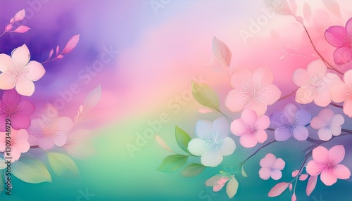 Spring Blossom Gradient. Subtle pastel pink, violet & light green blend. Delicate, soft texture.  Fresh, springlike background.


