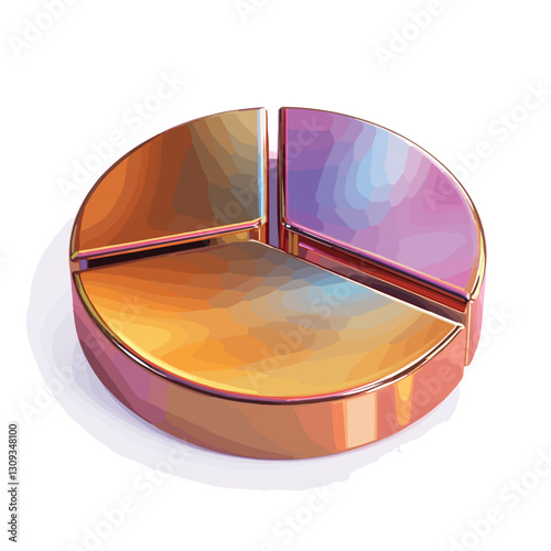 Bronze Pie Chart Fluid Holographic Iridescent 3D
