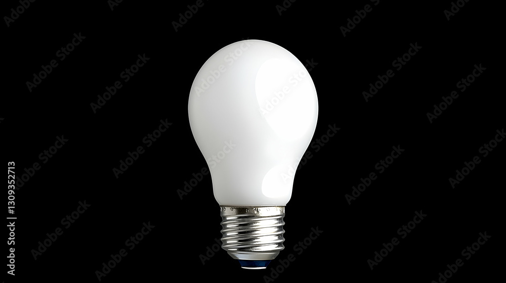 Isolated White Lightbulb on Black Background Showing Illumination Concept