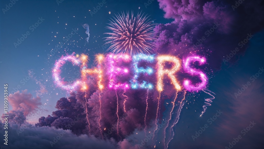 Obraz premium cheers with fireworks